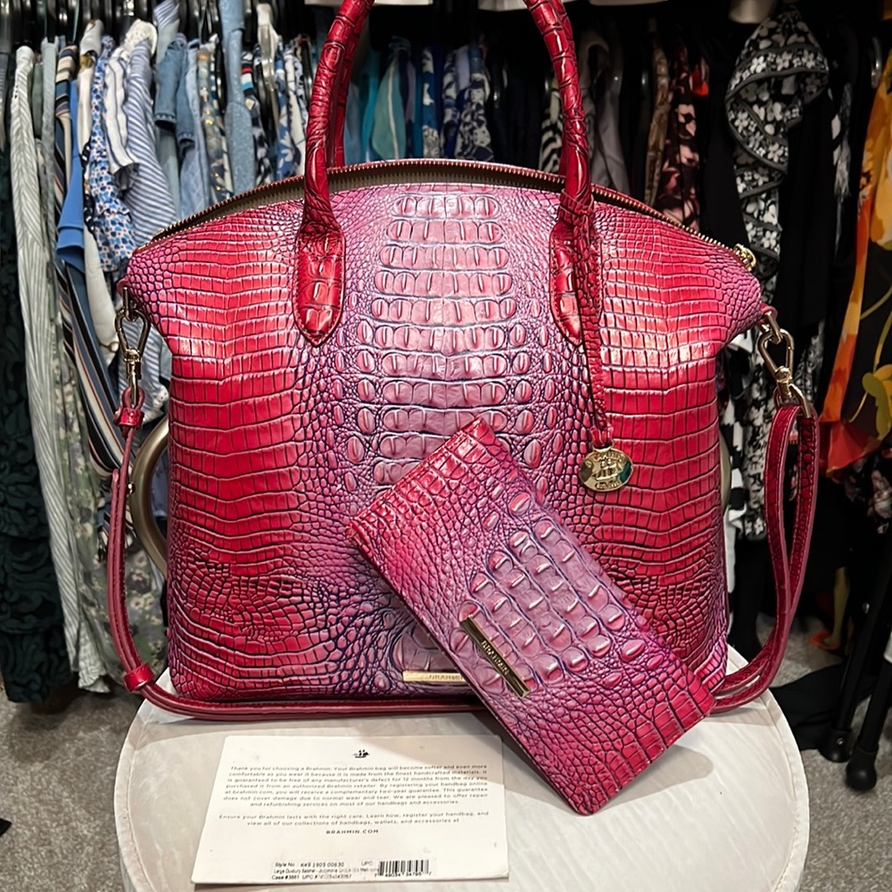 BRAHMIN LARGE DUXBURY SATCHEL| Jazzynova Ombre Mini Melbourne & Matching WALLET